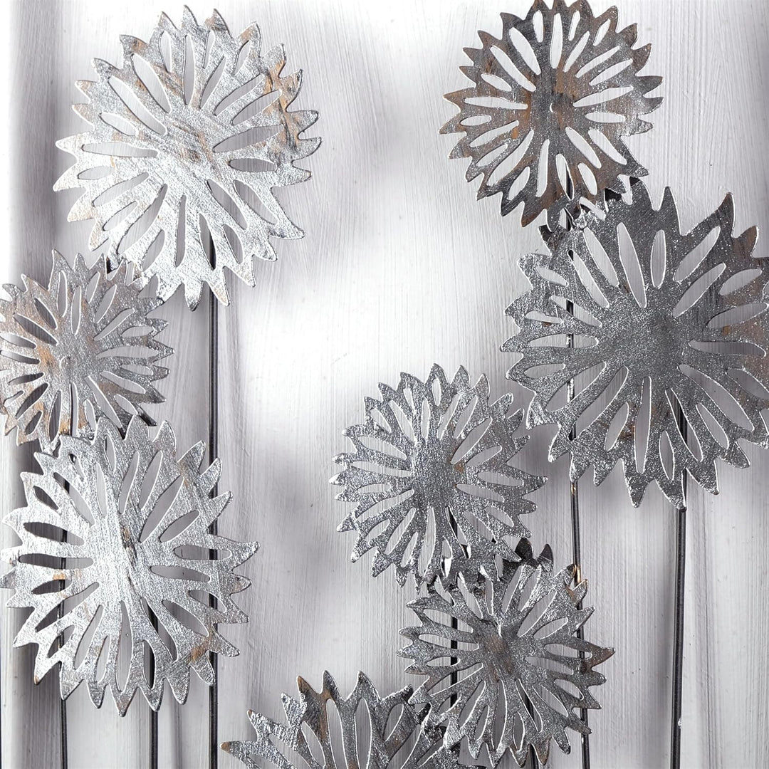 DESIGN DELIGHTS EINZIGARTIGE WANDDEKO Pure Flowers | Metall, 62 cm, Silber/braun | Wanddekoration Bl