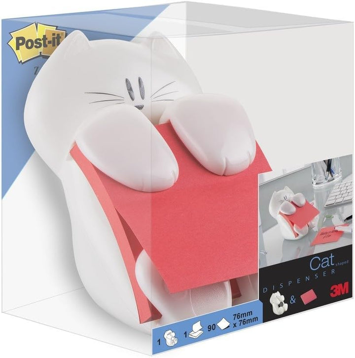 Post-it "Super Sticky Z-Notes Spender" ausgefallene Zettelbox in Katzen-Form – 1x Zettelhalter Katze