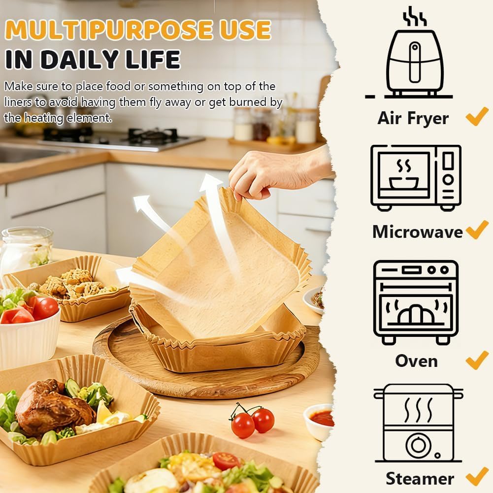 120 Stück Airfryer Backpapier für Russell Hobbs Heissluftfritteuse 4L, 18x18cm Heissluftfritteuse Ba