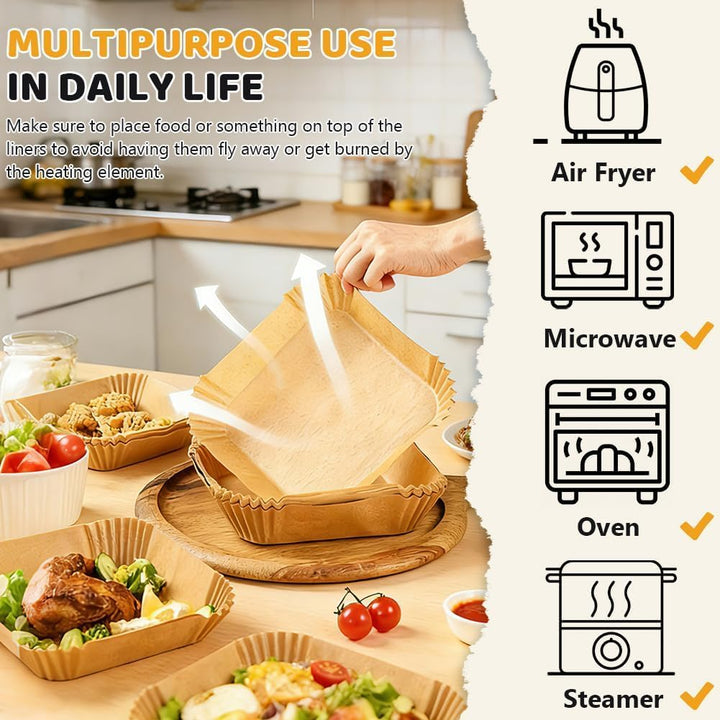 120 Stück Airfryer Backpapier für Russell Hobbs Heissluftfritteuse 4L, 18x18cm Heissluftfritteuse Ba