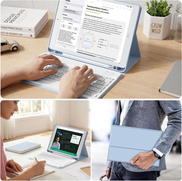 ZOYU Hülle mit Tastatur für iPad 9. Generation 2021/iPad 8. Generation 2020/iPad 7. Generation 2019,