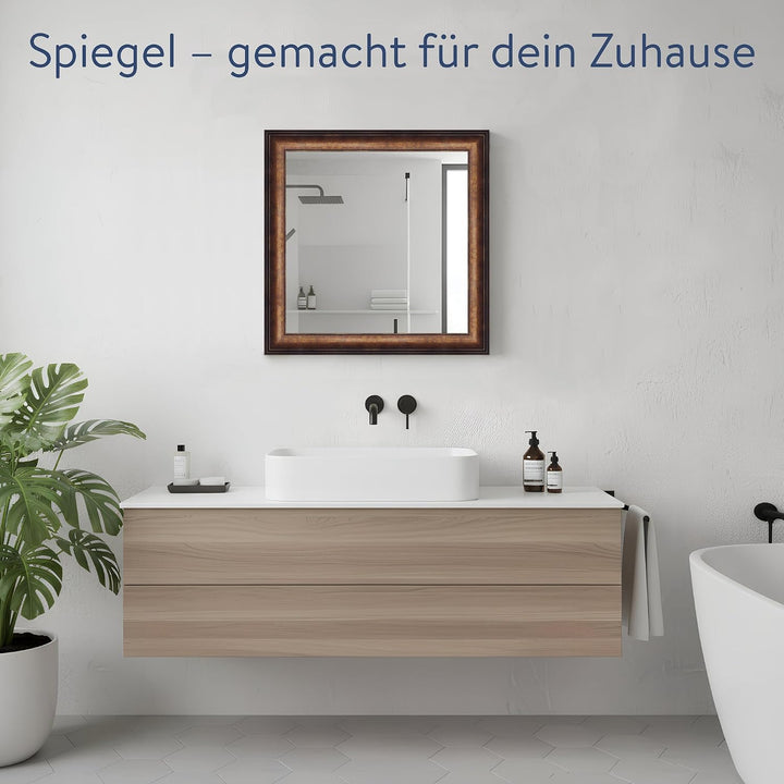 WANDStyle Spiegel Barock und Antik Stil I Aussenmass ca. 60 x 60 cm I Farbe Bronze I bronzener Wands
