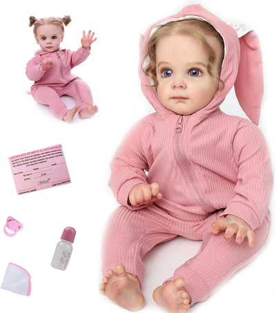 AIBAOLIAN Reborn Puppe 24 Zoll Reborn Baby Lebensecht Weiche Silikon Vinyl echt Reborn Baby Handgema