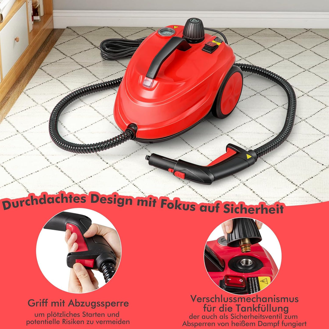 GOPLUS Dampfreiniger, Flächenleistung: 108 m², Dampfdruck: 5 bar, 1,8 L Wassertank, Aufheizzeit: 8 m