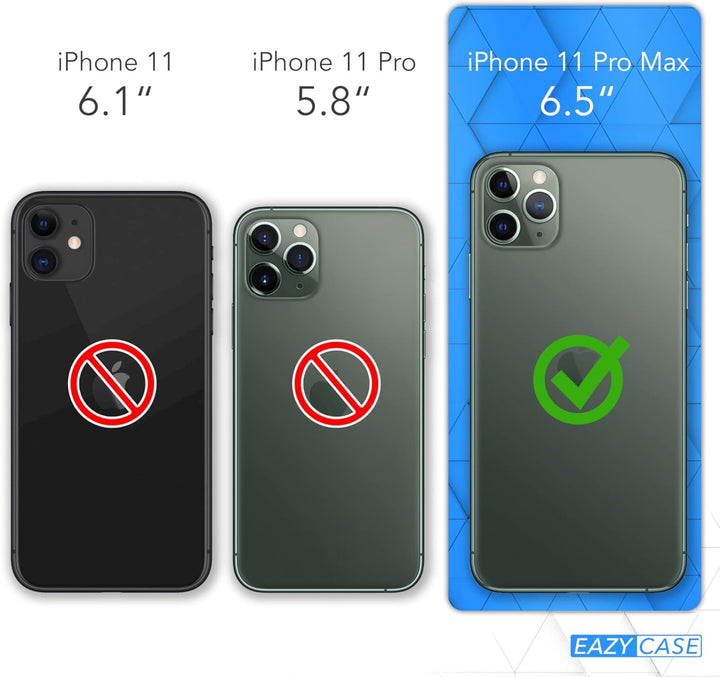EAZY CASE Handykette kompatibel mit iPhone 11 Pro Max Handyhülle mit Metall Umhängeband und Ersatz K