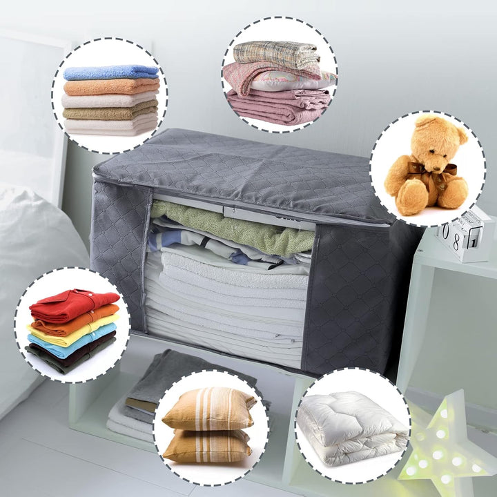 Withosent 5 Stück 90L Grosse Aufbewahrungstasche Schrank Organizer Set, Faltbar Kleideraufbewahrung