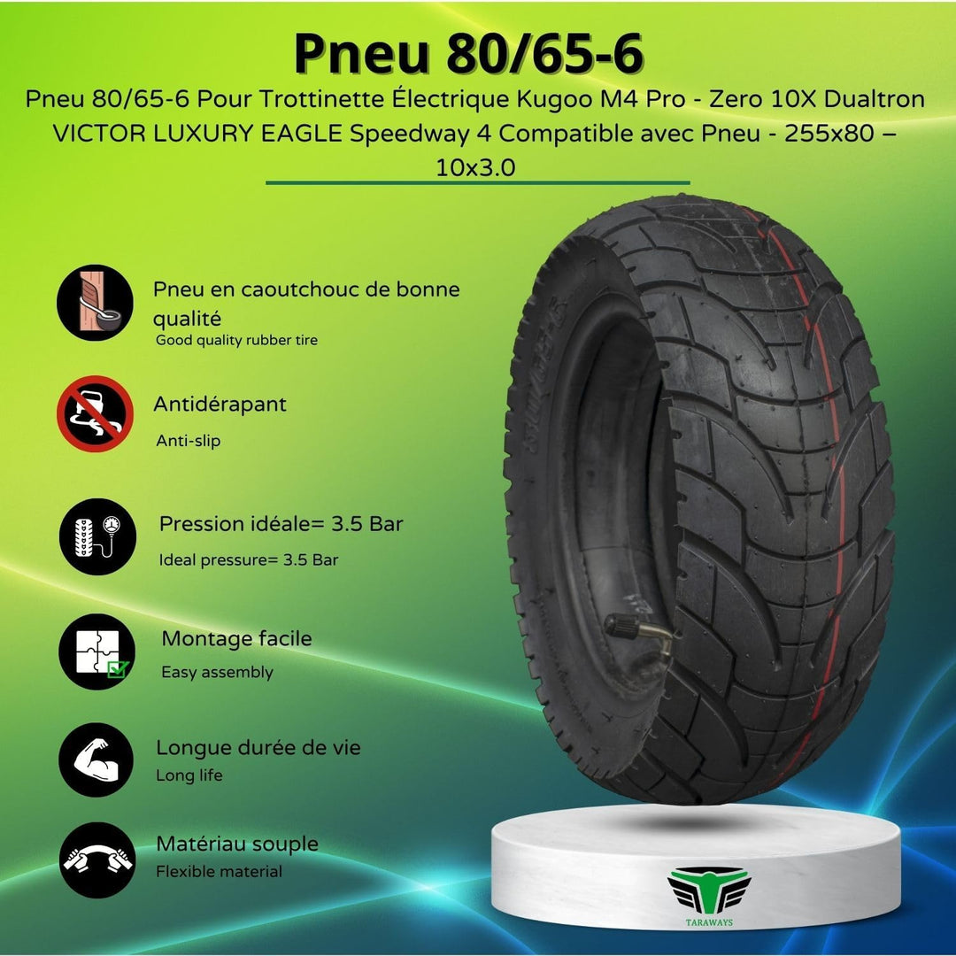Reifen und Schlauch 80/65-6 für Roller Kugoo M4 Pro- Zero 10X Dualtron Victor Luxury EAGLE Speedway