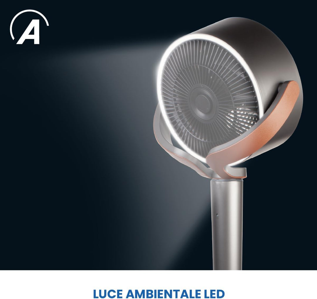 Ardes - AR5CIR02 LUMIA Luftumwälzer, 7 Flügel, automatische 3D-Oszillation, LED-Licht, einstellbare