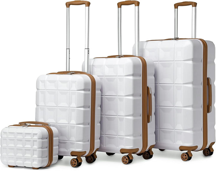 KONO Kofferset 4 Teilig Gepäck-Sets Hartschalenkoffer Reisekoffer Set Zwillingsrollen ABS Koffer Tro