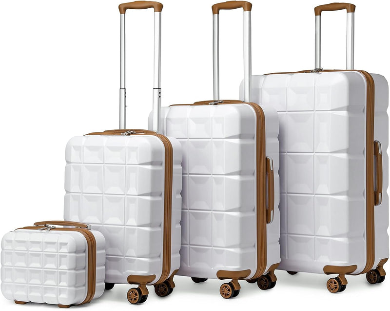 KONO Kofferset 4 Teilig Gepäck-Sets Hartschalenkoffer Reisekoffer Set Zwillingsrollen ABS Koffer Tro