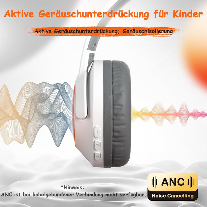 Kopfhörer Kinder Bluetooth | Noise Cancelling Kopfhoerer Kinder | 60h Spielzeit, Leicht über Ohr Kin
