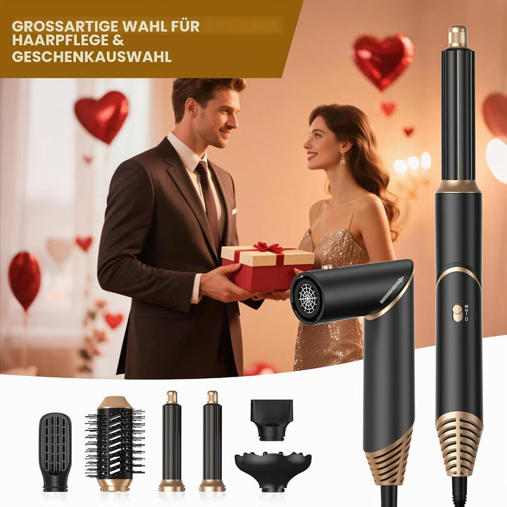 Air Styler Brush 6 in 1 Föhn mit Diffusor Luft-Lockenstab Haarstyler Airstyler Heizbürste Haartrockn