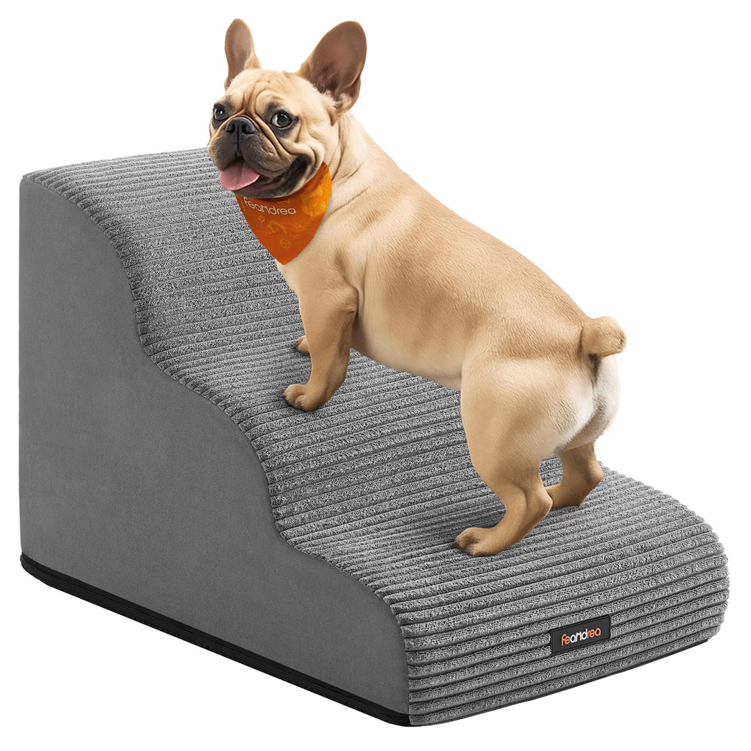Feandrea Hundetreppe, 3 Stufen, Haustiertreppe, für kleine Hunde, Bett, Sofa, wasserdichte Katzentre