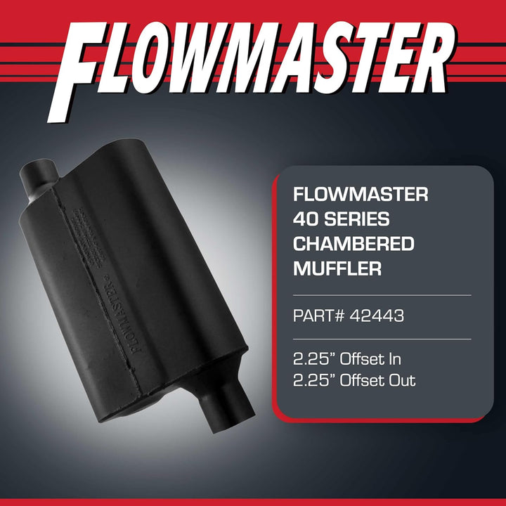 Flowmaster 42443 40 Series Schalldämpfer - 2,25 Offset IN / 2,25 Offset OUT - Aggressiver Sound
