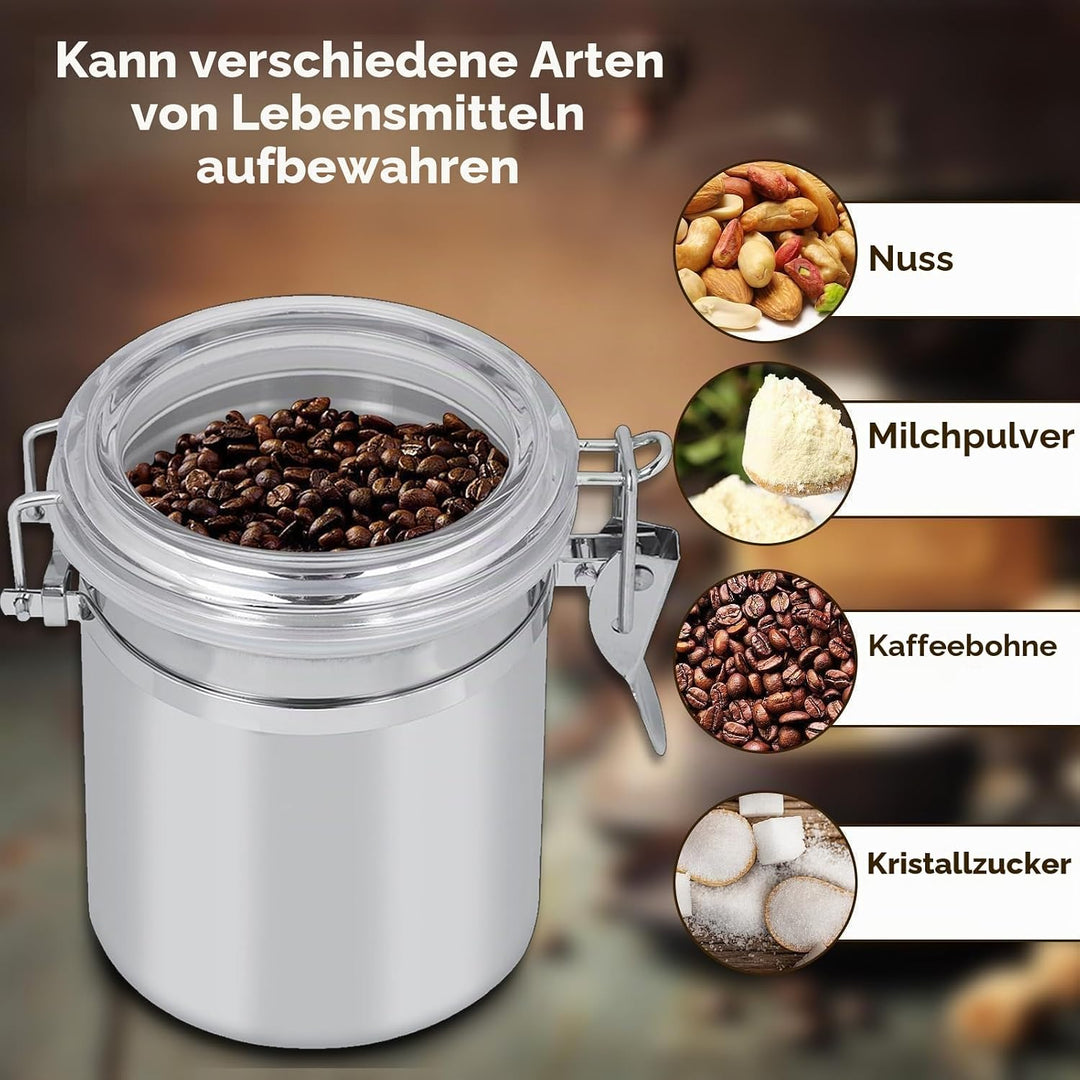 700ml Kaffeedose Edelstahl, Luftdichte Kaffeebehälter Mit Messlöffel, Kaffeedosen Set Mit Kalenderra