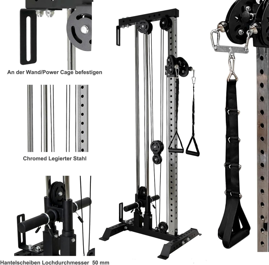 Train Hard® Wandmontage Latzugturm, Kabelzuganlage, Seilzugstation zur Brandneues Modell 2024 B:W1F0