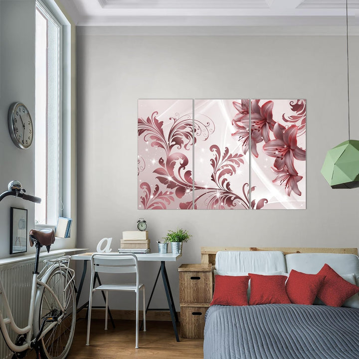 Runa Art Wandbilder Blumen Lilien Bild XXL Wohnzimmer Schlafzimmer Rosa Grau Abstrakt 120 x 80 cm 3
