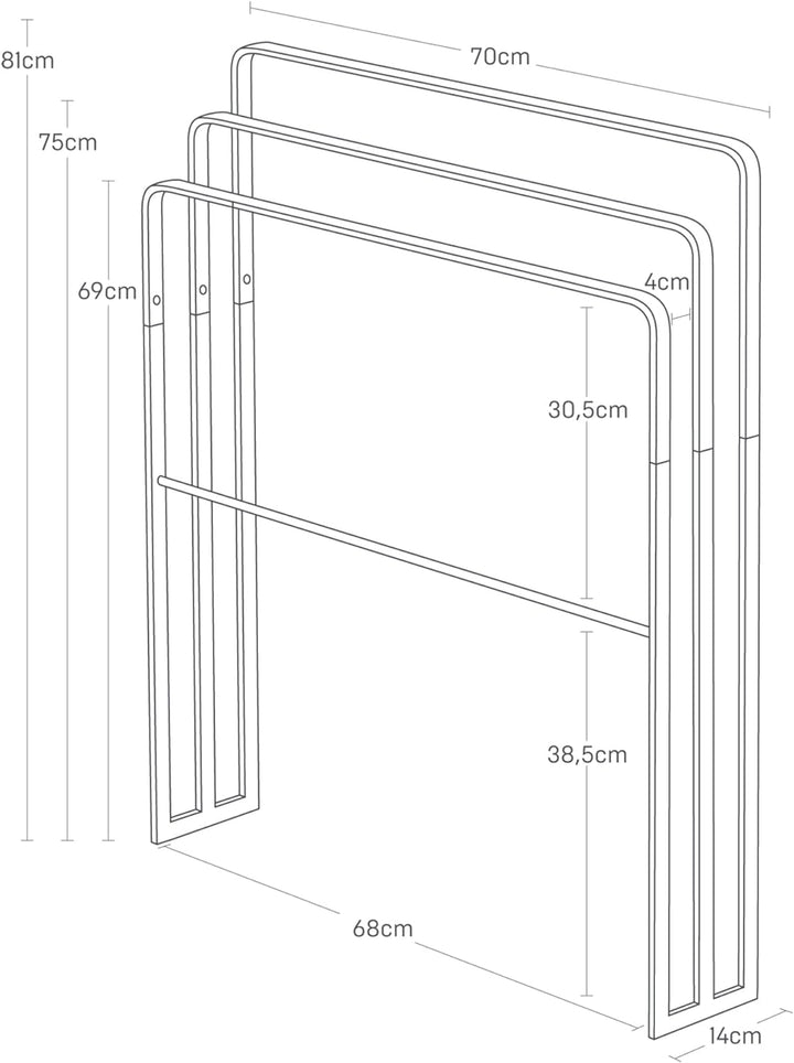 Bath towel hanger with 3 bars - Tower - Black Schwarz, Schwarz