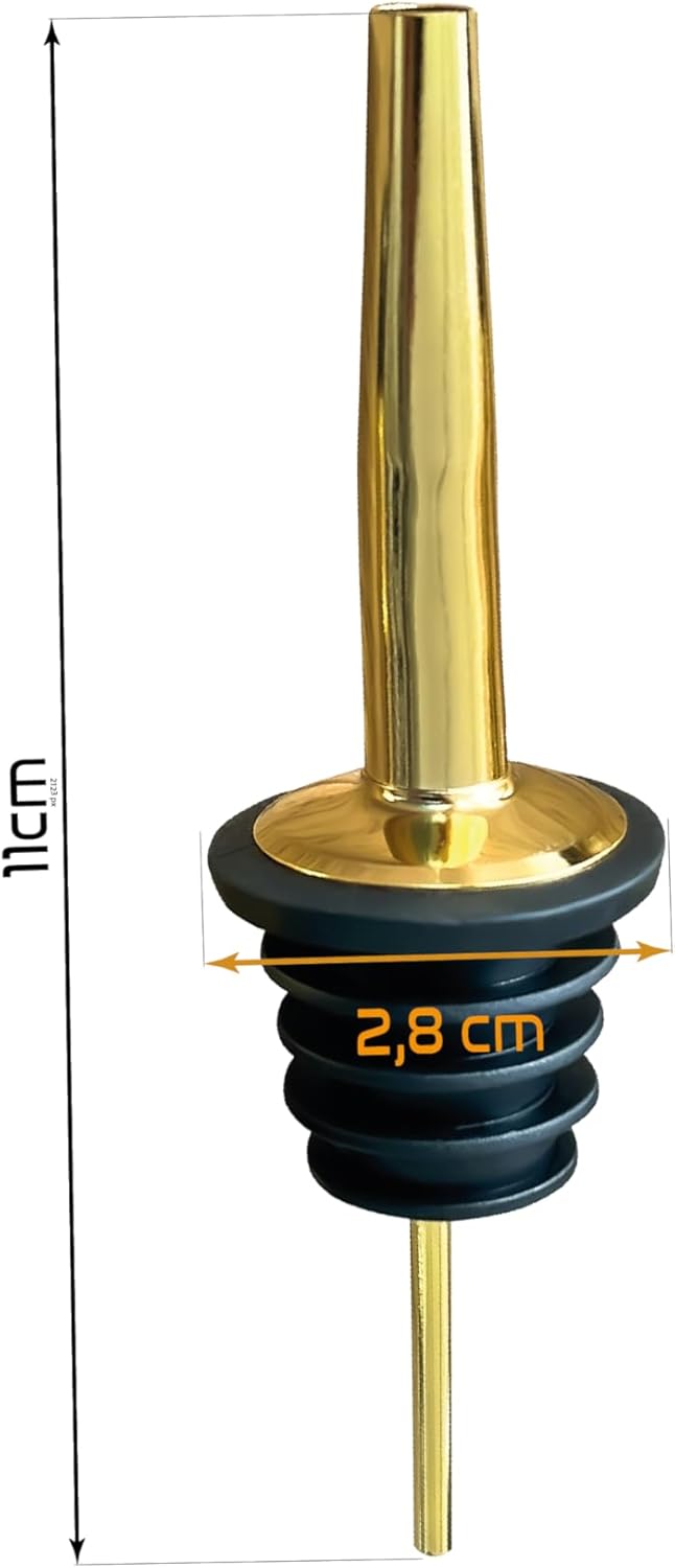 Gold-Edelstahl Ausgiesser und Dosierer für Spirituosen, Wein, Essig und Öl - Ausschenkhilfe Barzubeh