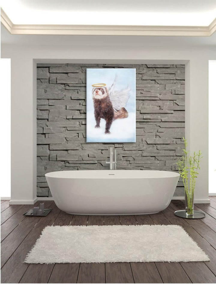 Pixxprint Süsses Frettchen im Engelsköstum als Leinwandbild/Grösse: 100x70 / Wandbild/Kunstdruck/fer