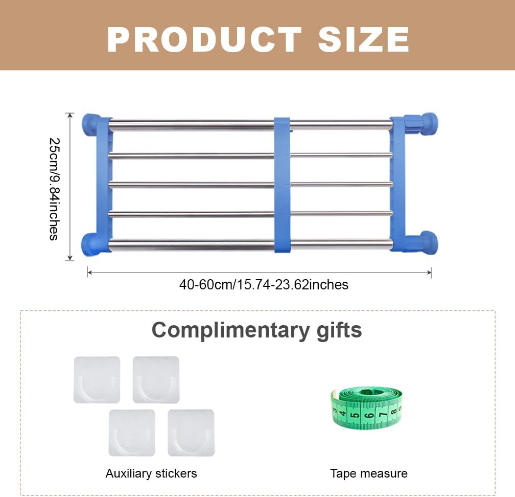 Hershii Schrank-Spannregal Verstellbarer Ausziehbares Schrank Organizer 40-60cm Erweiterbares Regal