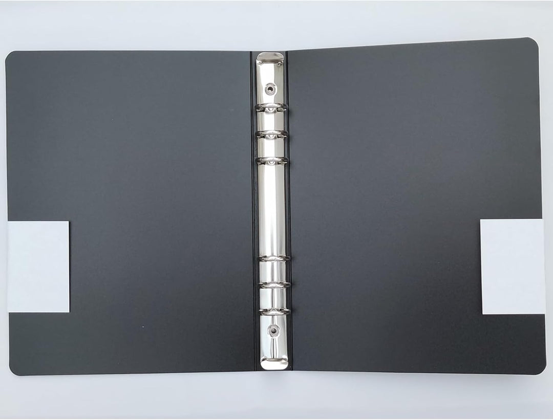 Runde Ringbücher aus Kunststoff, PVC, für lose Blätter, nachfüllbar, Notizbuch (A5, Schwarz, 4 Stück