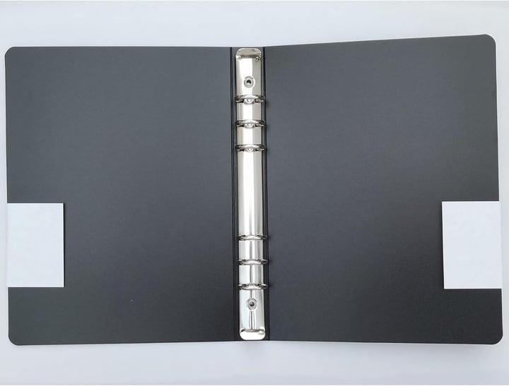 Runde Ringbücher aus Kunststoff, PVC, für lose Blätter, nachfüllbar, Notizbuch (A5, Schwarz, 4 Stück