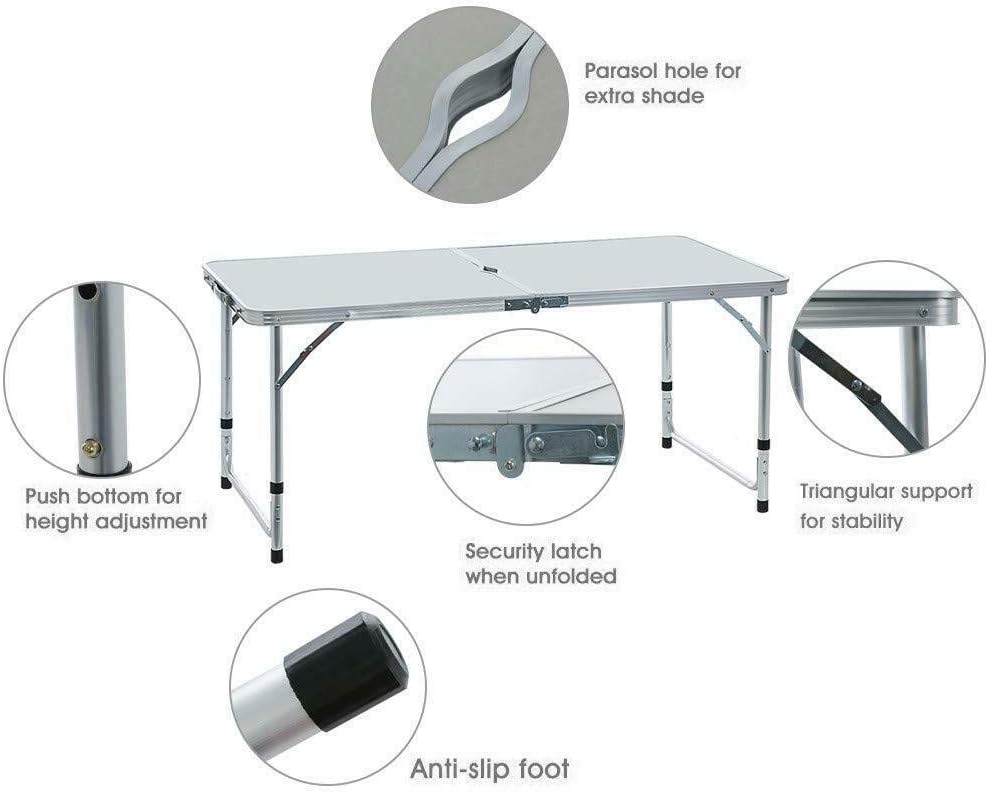 Campingtisch faltbar Klapptisch, Alu Gartentisch Tischplatt Falttisch klappbar Arbeitstisch Balkonti