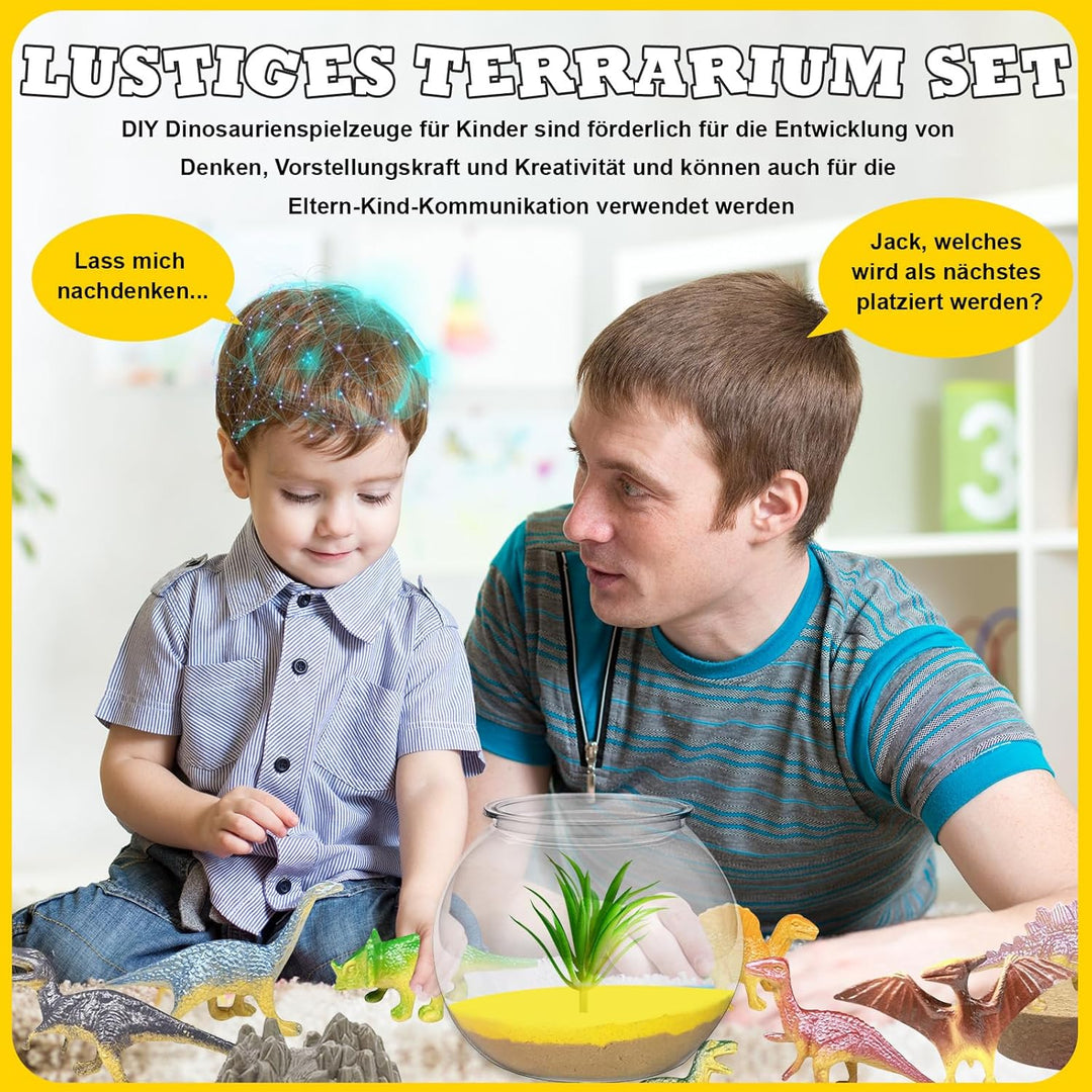 Dinosaurier Terrarium Set, Dinosaurier Spielzeug ab 4, 5, 6, 7, 8-12 Jahre, Basteln Sie Ihr Eigenes