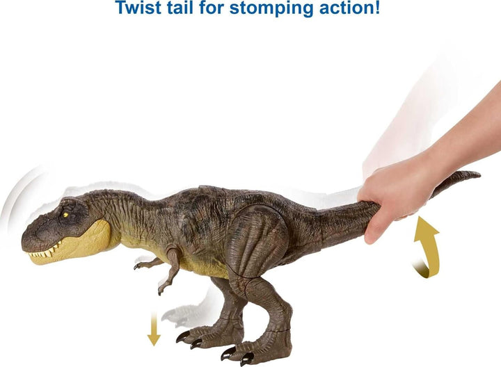 Jurassic World GYW84 - Tyrannosaurus Rex Figur Camp Cretaceous Dino-Flucht Spielzeug mit Stampfbeweg