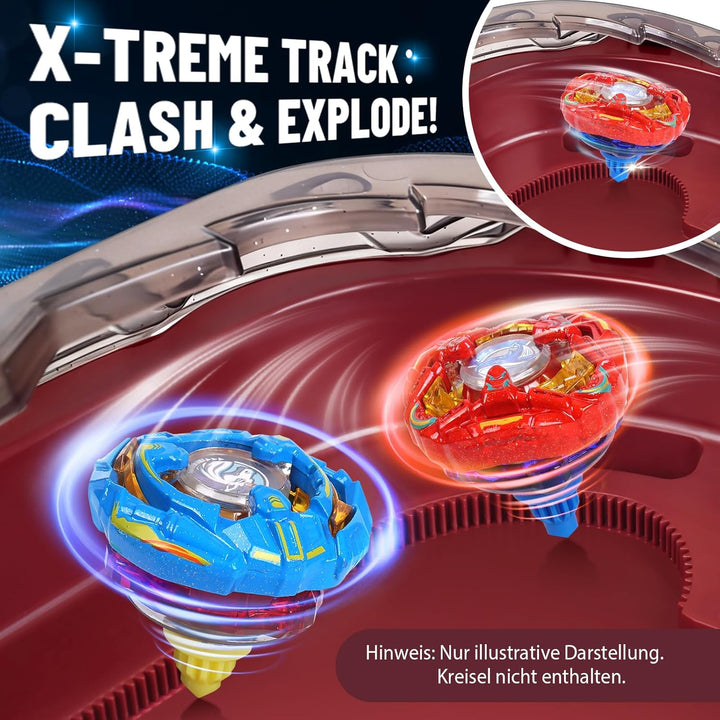 X Stadion Kampfset, Spinning Tops Arena mit Speedstrecke & geschlossenem Dach, Hochwertiger Kunststo