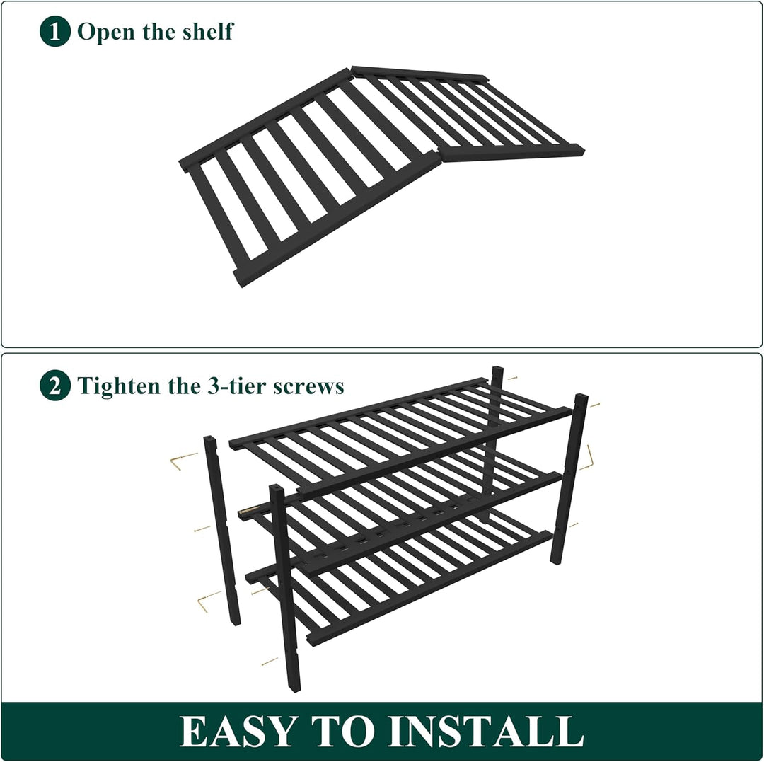 smiry Schuhregal aus Bambus, Schuhregal Platzsparend mit 3 Ebenen, Erweiterbar Stapelbar Shoe Rack,