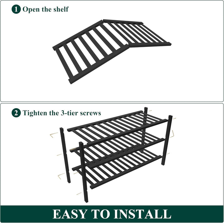smiry Schuhregal aus Bambus, Schuhregal Platzsparend mit 3 Ebenen, Erweiterbar Stapelbar Shoe Rack,