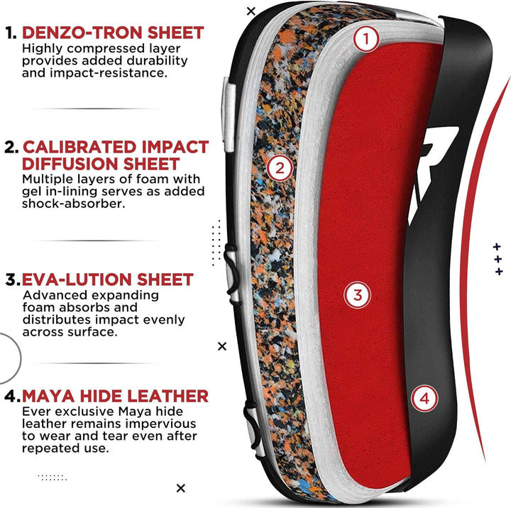RDX Schlagpolster zum Kampfsport, Curved Trittschlagpolster Kickboxen, Muay Thai Training, Maya Hide