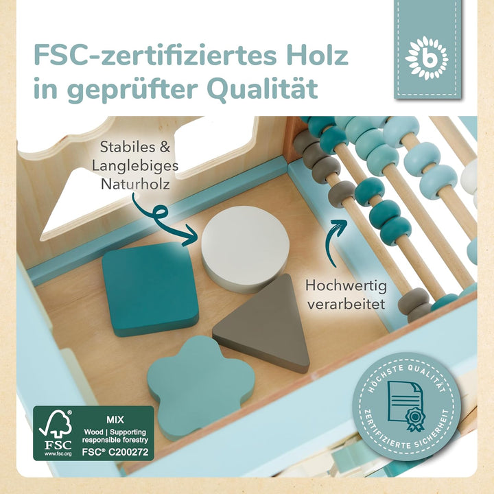 Bieco Motorikwürfel XXL Scandi-Chic | Motorikspielzeug ab 1 Jahr | Activity Center Baby Spielzeug 1