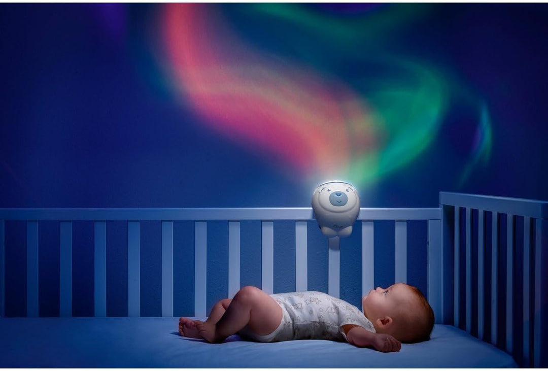 Chicco First Dreams Eisbär Projektor, 2in1 Wiege und Bett Projektor, Kinder Nachtlicht, Aurora Borea