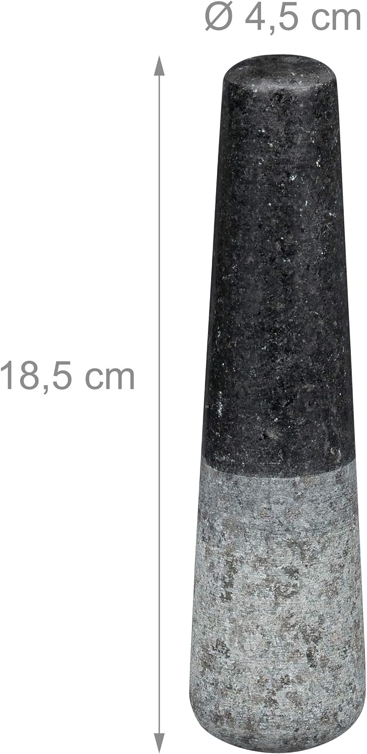 Relaxdays 6,75 kg XXL Mörser mit Stössel, Granit, 750 ml, Gewürze & Kräuter, HBT 12 x 19,5 x 19,5cm,