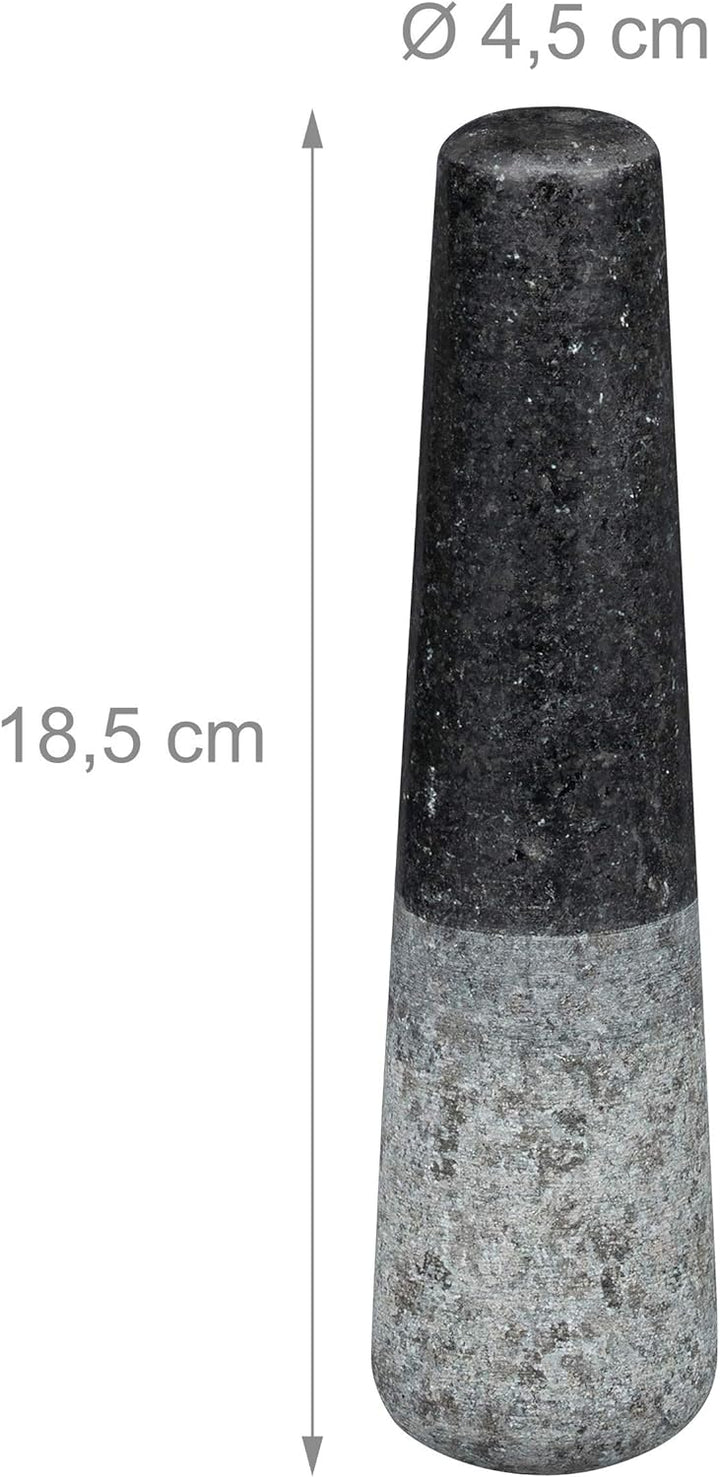 Relaxdays 6,75 kg XXL Mörser mit Stössel, Granit, 750 ml, Gewürze & Kräuter, HBT 12 x 19,5 x 19,5cm,