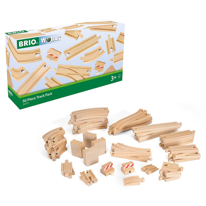 BRIO World 33772 Grosses Schienensortiment 50 Teile - Schienen Set Eisenbahn - Kleinkindspielzeug em