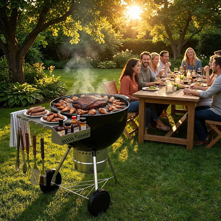 onlyfire BBQ Beistelltisch Outdoor für Weber 57 cm Kugelgrill & Master-Touch Holzkohlegrill, Grill S