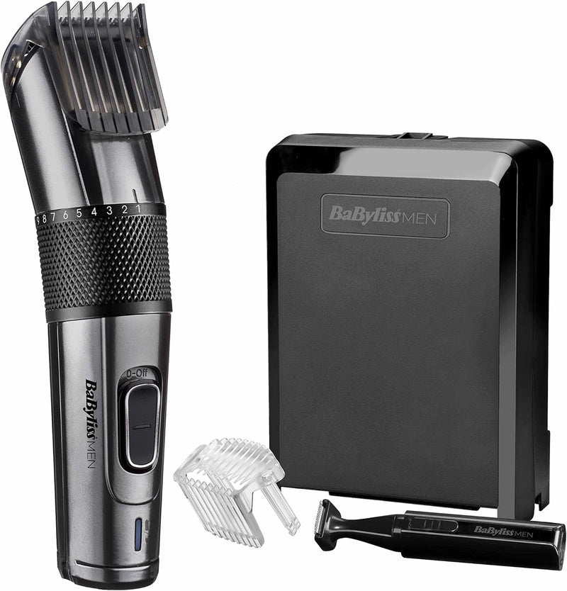 BaByliss Men Carbon Titanium Akku Haarschneider für Kopf- und Barthaare 26 Schnittlängen 0, 5mm-25mm