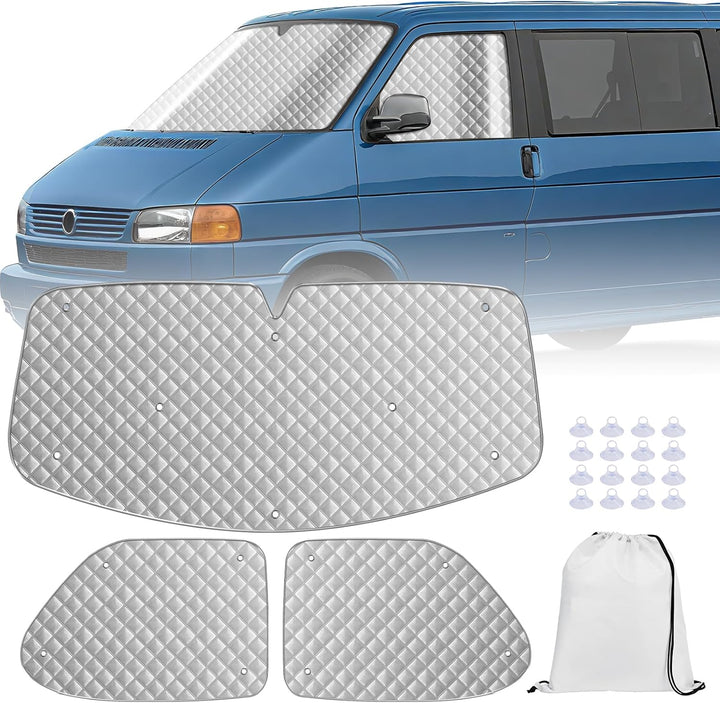 MaxEarn Thermomatte Fahrerhaus passend für VW T4, Luxus Interne Auto Sonnenblende Frontscheibenabdec