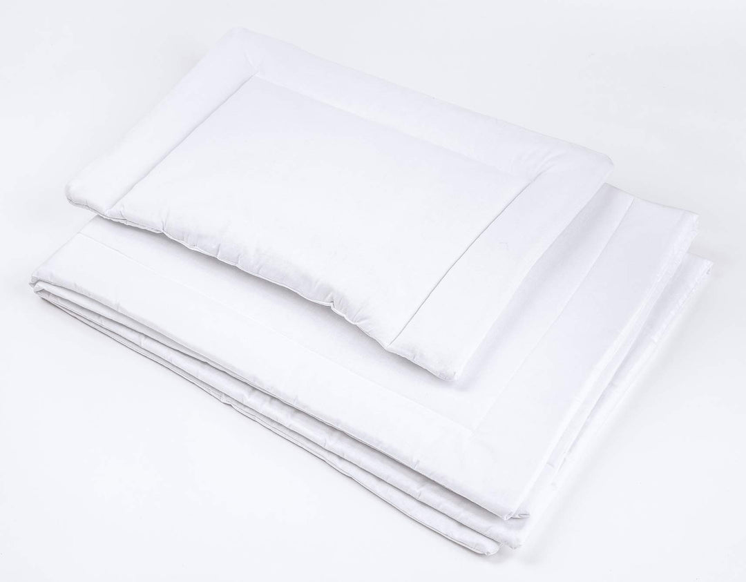 LOOLAY® 2 TLG BETTSET Füllung: Bettdecke 100x135 cm + Kissen 40x60 cm für Kinderbett. Farbe: WEIss