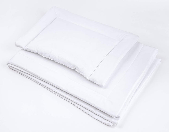 LOOLAY® 2 TLG BETTSET Füllung: Bettdecke 100x135 cm + Kissen 40x60 cm für Kinderbett. Farbe: WEIss