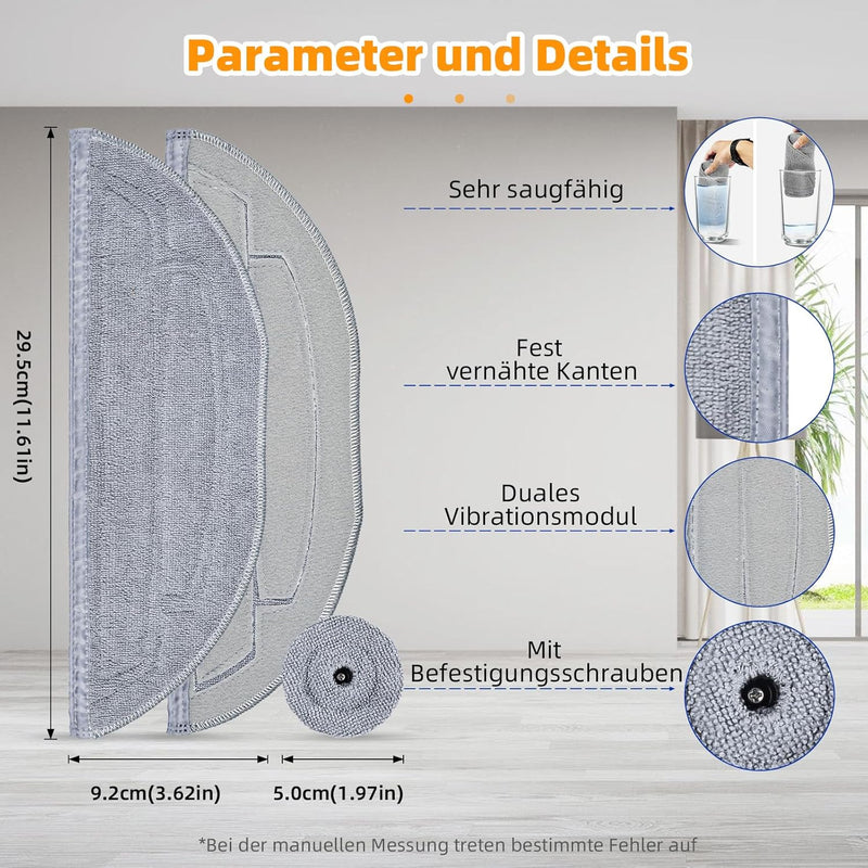 16 Stück Wischtücher für Roborock S8 Maxv Ultra Saugroboter, Mikrofaser VibraRise 3.0 Wischtuch Zube