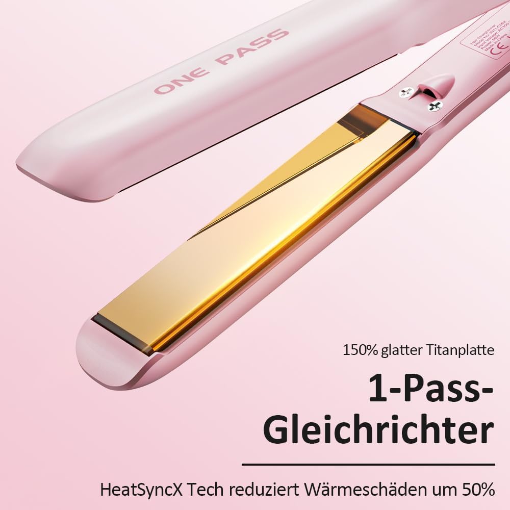 Faszin 2 in 1 Glätteisen Locken und Glätten, 20s Schnellaufheizung, Titanplatten Ionen Haarglätter f