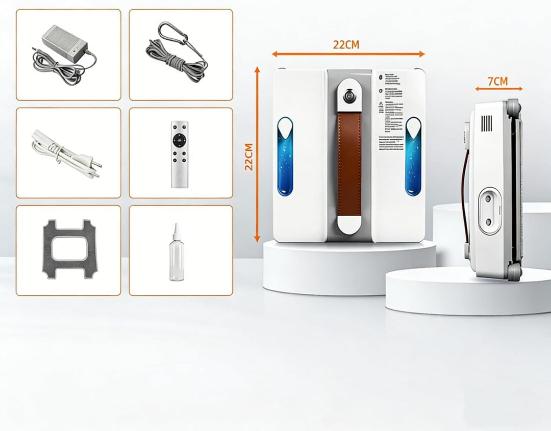 Mini Fensterputzroboter 4000PA, 3 Reinigungsmodi, Window Cleaning Robot Inklusive 4 Düsen und 5 Mete