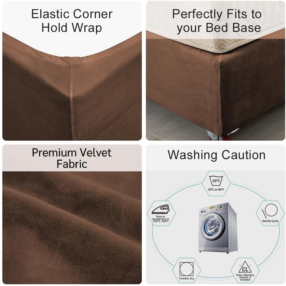 DUJUIKE Stretch Samt Boxspring Abdeckung zum Umwickeln, Alternative zum Traditionellen Volant Bettro