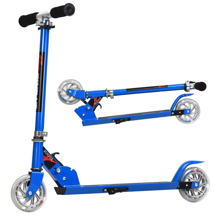 GYMAX Faltbare Kindersooter, Kinder Roller mit LED leuchtenden Räder, Tretroller 3 höhenverstellbar