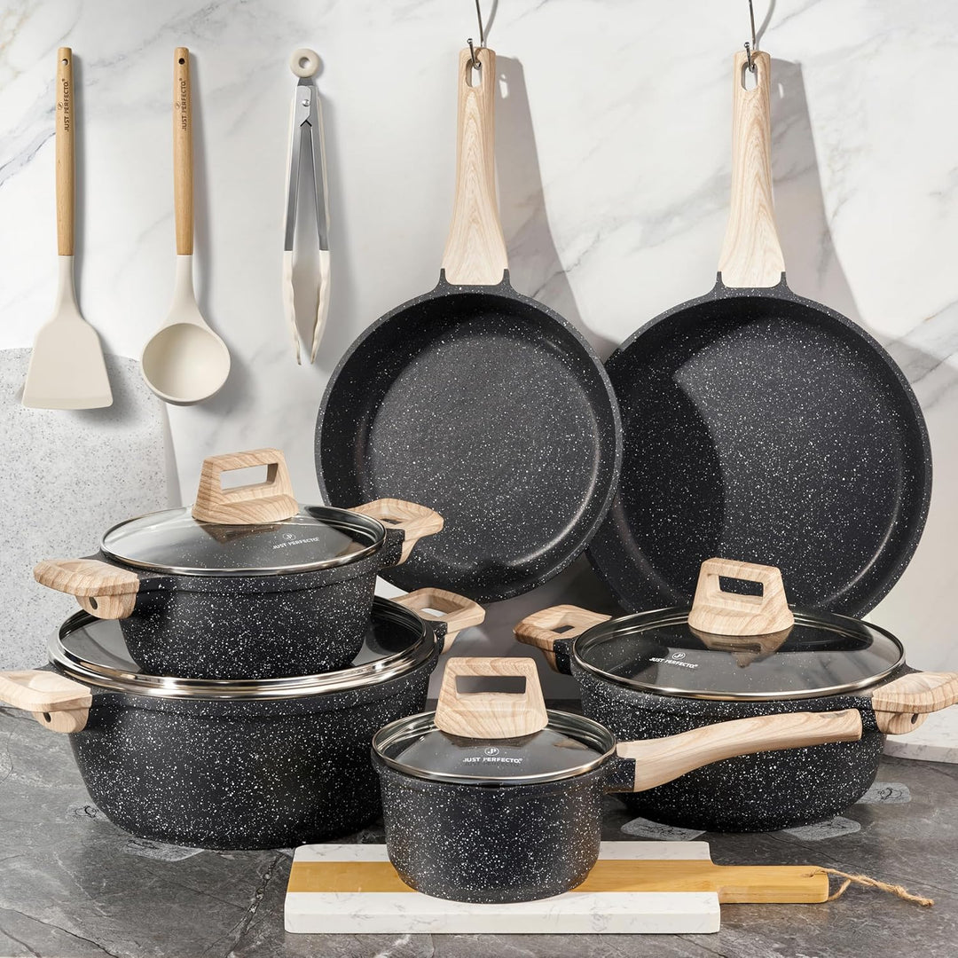 JUST PERFECTO Topfset Induktion - Pfannenset mit deckel - Pfanne 24cm, Bratpfanne 28 cm - kochtopf s